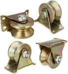 MLHpeak V-Type Groove Wheel, Heavy Duty Rigid Caster with Bracket, for Inverted Track, Rolling Gate, Sliding Gate, Industrial Machines, Wire Rope Rail, Pack of 4