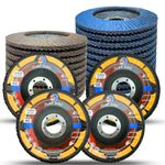 WA 20PACK - 4 1/2" Assorted Grit Zirconia/Aluminum Oxide Flap Discs[#40x10, #60x5, #80x4, #120x1], 4 1/2 inch x 7/8'' Flap disc for Angle Grinder, Sanding Disc, for Wood Metal Stainless Steel