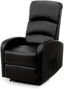 ECODE® Sillón Relax “Cavana”, Reclinable de Forma Manual hasta 160º, Polipiel, Sistema Pared Cero, Dos Bolsillos Laterales ECO-8580 Negro