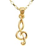 Alexander Castle 9ct Gold Treble Clef Pendant Necklace with 18" Gold Chain & Jewellery Gift Box - Music Gift for Women
