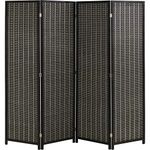 FDW Bamboo Room Divider Folding Privacy Screen 4 Panel 72 Inches High 17.7 Inches Wide Room Divider for Living Room Bedroom Study,Black