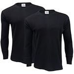 Gaffer 2 Pack Mens Thermal Top Long Sleeve T Shirt Warm Underwear Baselayer Thermals Winter Ski Wear BLK L