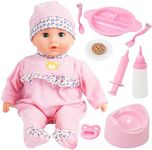 SMILESSKIDDO Interactive Baby Doll Pink - 16 Inch Crying Talking Feeding Dolls with Different Sounds and Accessories, Pretend Play Preschool Toys for 2 3 4 5+ Year Old Girls Boys Gift