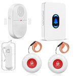 Daytech Caregiver Pager Wireless Senior Alarm Call Button Emergency Panic Button Call Bell Alert System for Elderly/Pregnant/Disabled, 2 Transmitters + 1 Portable Receiver + 1 Socket Receiver