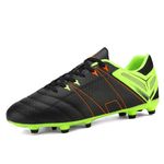 Dream Pairs 160471-M Men s Sport Flexible Athletic Lace Up Light Weight Outdoor Cleats Football Soccer Shoes Black/Lemon Green/Red 13 D(M) US