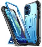 Poetic Revolution Case Compatible with iPhone 12 / iPhone 12 Pro 6.1 inch (2020 release), Full-Body Rugged Dual-Layer Shockproof Protective Cover with Kickstand and Built-in-Screen Protector, Blue