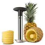 Flexzion Pineapple Corer Slicer Peeler, Stainless Steel Eye Remover Decorer Wedger Cutter, Spiral Cutting Tools with Metal Blade, Non-Slip Grip for Fruit Rings, Home Kitchen Restaurant Chef Use