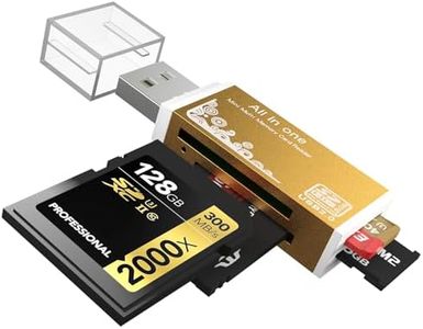 Micro SD Card Reader, 4-in-1 SD Card Reader to USB Adapter, Memory Card Reader for MS Duo/Pro, M2 Card, SDXC, SDHC, MMC, RS-MMC, Micro SDXC, Micro SDHC and TF Card (1Pack Gold)