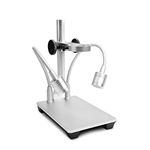 Jiusion Updated with 2 Lamps Aluminum Alloy Universal Adjustable Professional Base Stand Holder Desktop Support Bracket for Max 3.5cm in Diameter USB Digital Microscope Endoscope Magnifier Camera