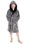 CityComfort Dressing Gown Boys, Kids Fleece Hooded Dressing Gown 7-14 Years (Grey, 11-12 Years)