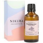 Nikura Indian Frankincense (Serrata) Essential Oil - 50ml | 100% Pure Natural Oils | Perfect for Aromatherapy, Diffusers, Humidifier, Bath | Great for Self Care, Massage, Skin | Vegan & UK Made