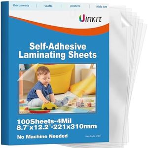 Uinkit 4mil Thick Self Laminating Sheets 8.5 x 11", 100Pack (Bulk Supply) Single-Sided Peel & Stick for Businesses, Schools & Restaurants - No Heat Machine Needed