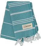 Bersuse 100% Cotton - Anatolia Turkish Hand Towel - Classic Striped - OEKO-TEX - 23 x 43 Inches, Aqua