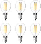 DoRight E14 LED Golf Ball Bulb Dimmable, 4W G45 SES Small Edison Screw Retro Filament Bulb Mini Globe Light Warm White 2700K 40W Incandescent Equivalent for Pendants, Table Lamp, Ceiling Fans (6-Pack)