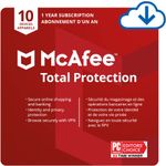 McAfee Total Protection | 10 Device | Antivirus Internet Security Software | VPN, Password Manager, Dark Web Monitoring & Parental Controls | 1 Year Subscription | Download Code