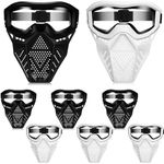 RoundFunny 8 Pack Tactical Mask for Kids with Safety Goggles to Protect Eyes, Mask Full Face Eye Protection for Kids CS Airsoft Shooting Game Party