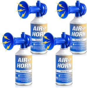 Large Air Horn 8.3 oz, Handheld Loud Air Horn Can for Safety, Marine Fog Horn Blow Horns Boat Accessories, Emergency Use for Sporting Events, Camping, Animals Alarm, Blue (4 Pcs)