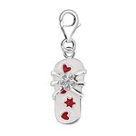 Quiges 925 Sterling Silver White Cubic Zirconia and Enamel Flip Flop Lobster Clasp Charm Clip on Pendant