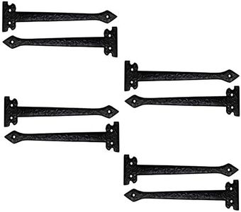 Adonai Hardware 7" "Agee Heavy Duty Antique Cast Iron Strap False or Faux or Dummy Hinge Front (8 Pack, Matte Black) for Vintage Barn Doors, Gates, Furniture, Garage, Shutters and Fences