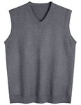 Amussiar Men's Casual Sweater Vest V-Neck Sleeveless Knitwear Slim Fit Pullover Vest Heather Grey