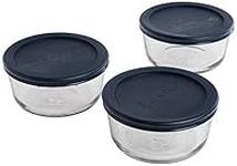 Anchor Hocking Classic Glass Food Storage Containers with Lids, Blue, 2 Cup (Set of 3)