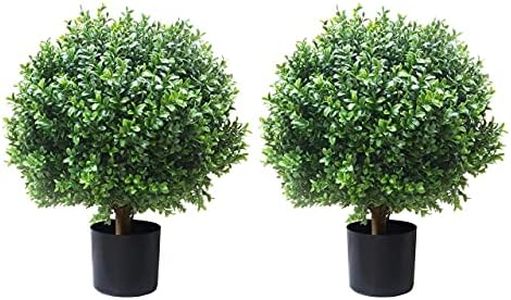 24''T 18''D Artificial Trees for Outdoors Set of 2 Potted Bushes Home Decor Artificial Topiariy Trees for Front Porch