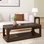 Plank+Beam Forma Coffee Table, 54 Inch Modern Coffee Table with Shelf, Contemporary Center Table with Storage Space, Rectangle Tea Table with Storage, Walnut