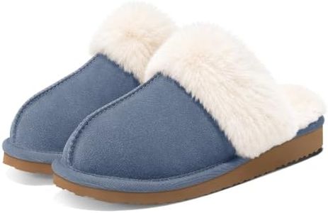 Litfun Women's Fuzzy Memory Foam Slippers Fluffy Winter House Shoes Indoor and Outdoor, Blue 8.5