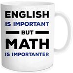 Waldeal 1 Piece, Math Teacher Mug, English Is Important But Math Is Importanter. Funny Coffee Mug, 11-OZ Fine Bone Ceramic White