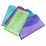 Rapesco 0690 Bright Transparent Popper Wallet, DL, Assorted Colours, Pack of 5