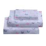 Viviland Kids Twin Sheet Set - Girls Light Purple Twin Sheet Set - Kids Toddlers Twin Microfiber Single Fitted Sheets - Girls Sheet Butterfly Floral Printed