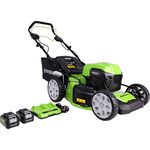 Greenworks 48V (2x24V) Self Propelled Cordless Lawnmower for Large Lawns up to 480m2, 46cm Cutting Width, 55LBag PLUS Two 4Ah Batteries and Twin Charger, 3 Year Guarantee GD24X2LM46SPK4X