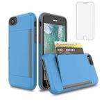 Asuwish Phone Case for iPhone 6plus 6splus 7plus 8plus i 6/6s/7/8 Plus with Screen Protector Cover and Card Holder Hybrid Cell iPhone6splus i Phone7s 7s 7+ 8s 8+ Phones8 6+ i6 6s+ Women Men Blue