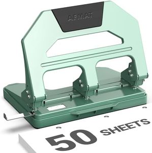 AFMAT Heavy Duty 3 Hole Puncher, 50-Sheet Paper Punch Heavy Duty, 50% Reduced Effort Three Hole Punch, 10K+ Uses, Metal Hole Puncher 3 Ring w/Large Tray, Bulit-in S.S. Paper Guide HPX4(Green)