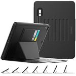 SEYMAC stock Case for iPad 6th/5th Generation/Air 2 / Pro 9.7'', Magnetic Auto Sleep/Wake Smart Cover with [Multi-angles Stand] Pencil Holder & Card Slot Feature for iPad 9.7 Inch 2018/2017, Black