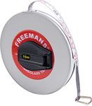 FREEMANS Leatherette 15m:13mm Fibreglass Measuring Tape - 15m/50ft || Case Reinforced with Stainless Steel Band || Durable Winding Mechanism Handle and Stainless Steel Mouth with End Hook