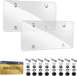 License Plate Cover Set: 2 Pack Clear Unbreakable Car License Plate Frame Shield Front & Back - Plastic Tinted License Plate Protector with Screw Nut for Universal Canada US Car & Truck Accessories