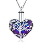 Canghai Rousa Heart Cremation Urn Necklace for Ashes, Alloy Keepsake Pendant Necklace Ashes Holder Memorial Jewelry for Human or Dog Pet(Purple), (NWJH8RFAR8269)