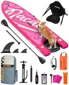 Inflatable Stand Up Paddle Board - Premium SUP Board with Dog Ramp Kit, Complete SUP Set Paddle Boards for Adults, with Single/Double Paddle, Kayak Seat and More Accessories, Pink