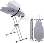 Dazzl 360-Degree Roto-Flip EZ71 Ultra Ironing Board - Dual-Sided, Torso-Shaped Iron Board w/ 8-Level Adjustable Height, Rotatable Iron Holder, & Dual-Clamp Garment Clip - HDPE Ironing Board Full Size