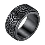 Tire Tread Band Ring for Men Bikers Fidget Spinner Rings Size 12 Mens Biker Fashion Jewelry