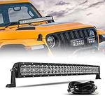 Auxbeam 32 Inch 180W Curved LED Light Bar 5D Reflector Truck Jeep Light Bar Spot Flood Combo Off-Road Auxiliary Light Offroad Driving Fog Light w/Wiring Harness for Pickup ATV 4x4 Car