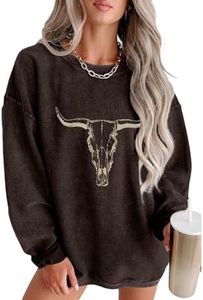 UNIQUEONE Boho Cow Skull Sweatshirt Women Cowgirl Shirt Rodeo Western Country Concert Outfits Nashville Graphic Pullover Tops