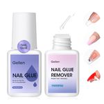 Gellen Strong Nail Glue and Glue Remover, 7 ml Brush On Nail Bond Glue for for Press on Nail, Fake Nails, Nail Tips, Acrylic Nails, 7 ml Quick Debonder Remover for Nail Glue, Easy Apply No Curing Needed