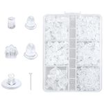 690pcs Earrings Backs for Studs, 5 Styles Silicone Earring Backs with Flat Earring Pins Clear Ear Studs Backing Rubber Soft Earring Backs Replacements for Hook Earring Studs Hoops