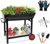 Aveyas Metal Raised Planter Box on Wheels with Complete Gardening Kit, Elevated, Mobile Garden Bed Cart with Legs - Ideal for Indoor & Outdoor Patio, Backyard Planting of Vegetables, Herbs, Flowers