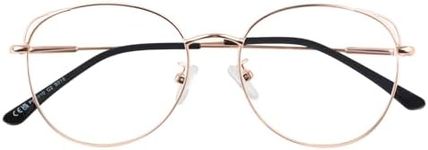 LINVO Fake Glasses Non Prescription Clear Lens Cat Eye Metal Frame Fashion Eyeglasses for Women