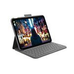 Logitech Combo Touch Detachable 10th Gen iPad Keyboard Case with Large Precision Trackpad, Full-Size Backlit Keyboard, and Smart Connector Technology - Oxford Gray