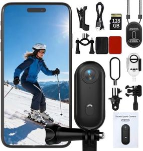 NUISK 4K Thumb Action Camera | 128G Sports Camera for POV Photoshooting: Waterproof Sports Camera The Size of a Thumb Suitable for Running Cycling Swimming Hiking Adventure Etc (Black)