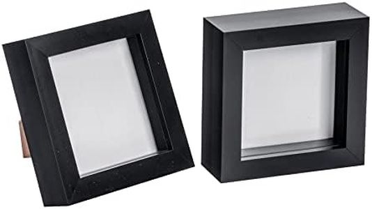 Nicola Spring Picture Box Frame - Black - 4x4" (10x10cm) - Pack of 2 - Standing & Hanging Frames for 3D Letter Displays, Photos, Memorabilia and Special Occasion Memories